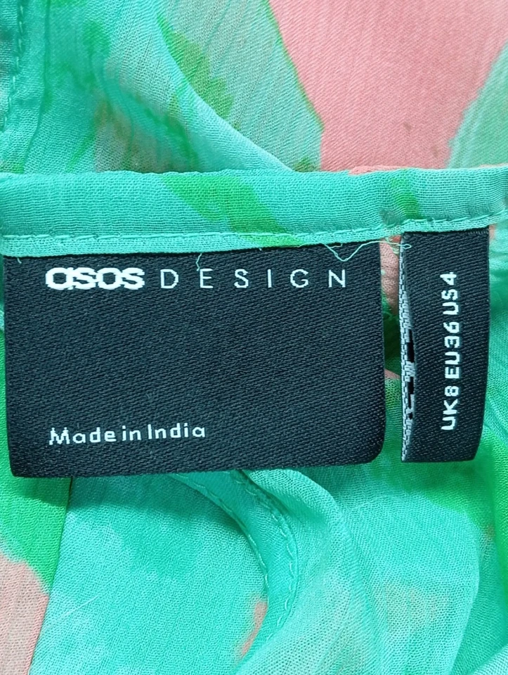 ASOS Vestido de Verano Mujeres Vestido Talla EU 36 verde-rosa elegante - Imagen 4 de 4
