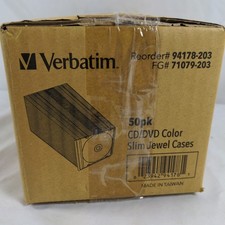 Verbatim CD/DVD Color Slim Jewel Cases 50 Count 94178 New/Sealed Polystyrene