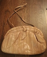 Womens Vintage 80s Genuine Eel Skin Tan 9 x 1...