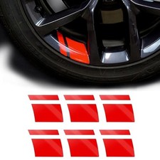 Car Wheel Rim Decal For 18in To 21in Wheels Reflective Waterproof 6 Pcs Red