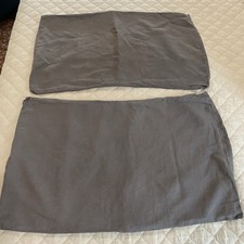 2 Crate Barrel Pillow Covers 100 Linen Dark Gray Standard 20X30" EUC
