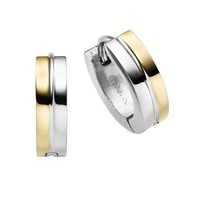 Creolen Edelstahl 13Mm Teilweise PVD Vergoldet Damen Ohrringe Silber Gold NEU