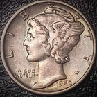 1942 S Mercury Dime - AU, Toned - 90% Silver Winged Liberty 10C