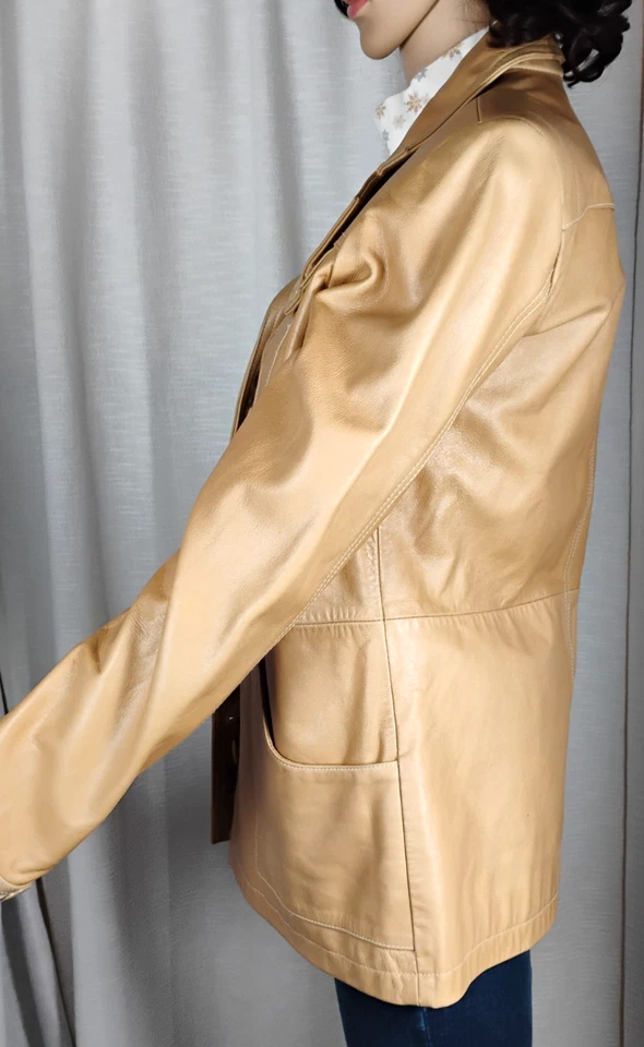 Mujer Med Retro Wilson Cuero Máxima Tostado Caramelo Informal Camionero Chaqueta Moto  Foto 3 de 4