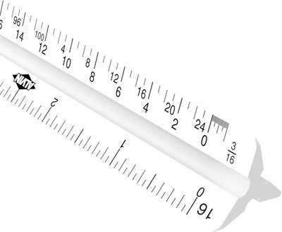 , High Impact Plastic Architect Triangular Scale, White Drafting and Architec...