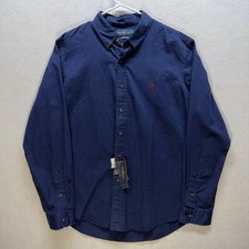  NWT- POLO RALPH LAUREN Mens Classic Oxford Button Down Long Sleeve Shirt - NAVY