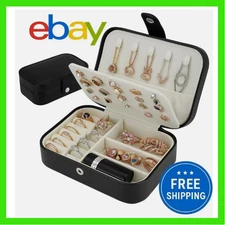 Jewelry Box, Travel Jewelry Organizer Cases with Double Layer for Women’s Black