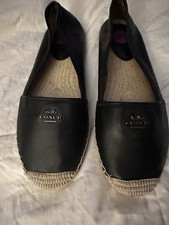 New Never Worn Coach Women's Espadrille Black Leather Shoes, 8.5