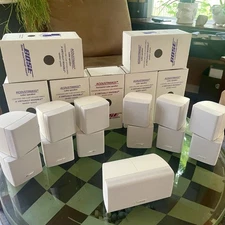 7 Mint Bose Double Cube Speakers 1 Center Channel and 6 Surround White 7.1 & 7.2