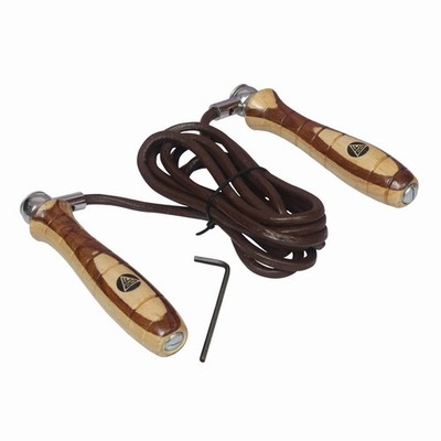 BF Springseil Erwachsene Profi Leder Holzgriff Skipping Rope Boxen Sprungseil