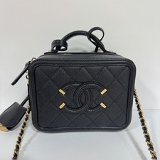 Chanel Small Vanity Case Camera Bag Black Caviar Leather With Gold-Tone Hardware
