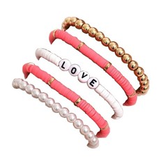 5 Pcs Bohemian Colorful Clay Beaded Stackable Bracelets Set Handmade Polyme - 03