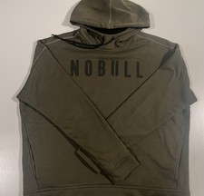 NOBULL Men s Performance Fleece Hoodie in olive green with black branding Size M