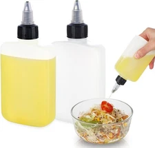 2 Pack Mini Squeeze Bottles for Liquids Camping Kitchen, white 