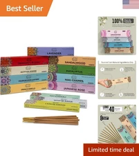 12 Pack Organic Hand Rolled Incense Sticks - Assorted Scents for Cleansing & ...