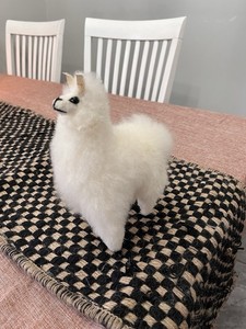 Vintage Alpaca Stuffed Animal Plush Real Fur Handmade Peru 8.5" tall Peru Gift