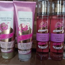 2  2 Bath  Body Works Sweet Petal Pound Cake Body Mists  Body Creams