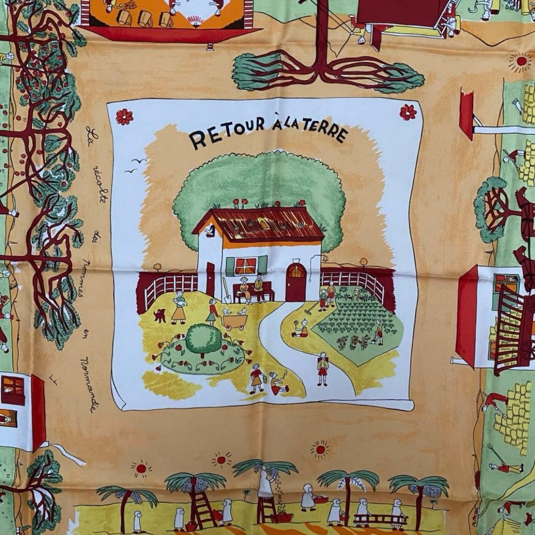 HERMES Carre 90 RETOUR A LA TERRE Silk 100% Scarf Women Auth | eBay