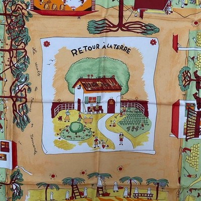 HERMES Carre 90 RETOUR A LA TERRE Silk 100% Scarf Women Auth | eBay