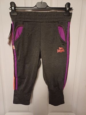Mädchen Lonsdale 2 Streifen 3/4 Hose 2 Taschen anthrazit Alter 7-8 Jahre neu mit Etikett