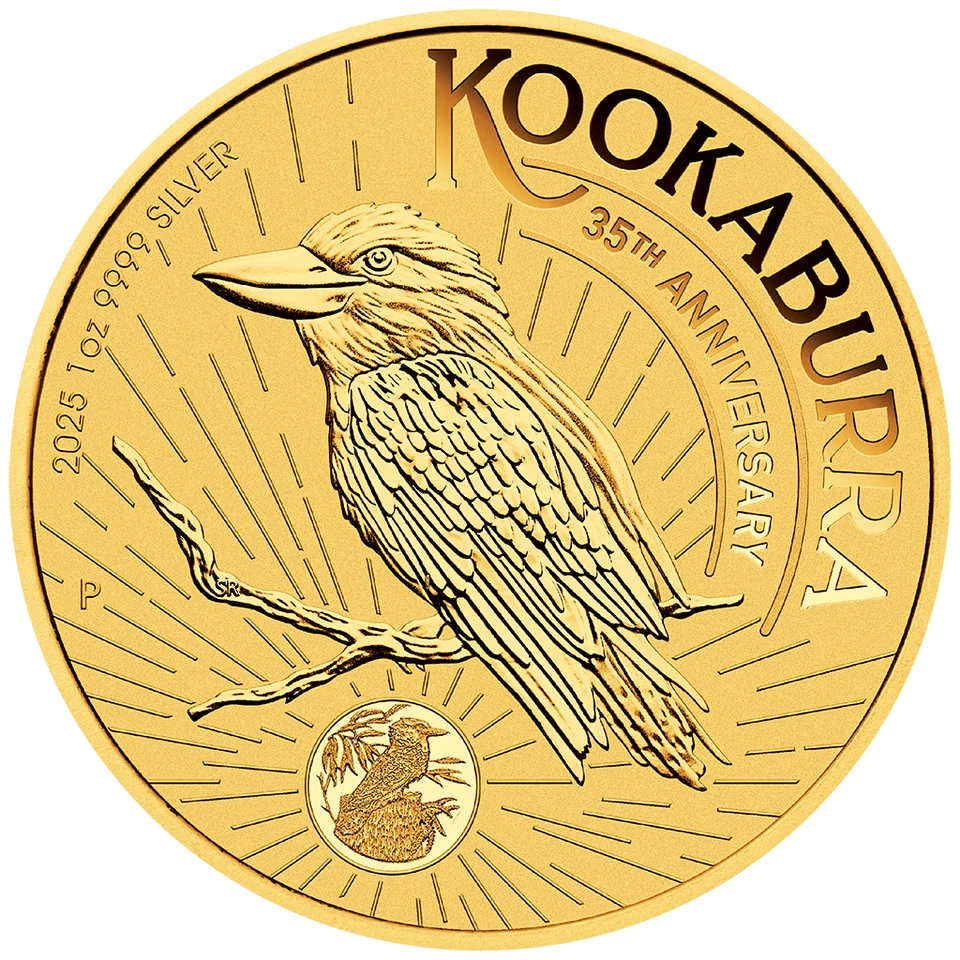 Silbermünze 1 oz Kookaburra 2025 - 35. Jubiläum - Sydney ANDA Spezial - Gelbgold - Bild 3 von 4