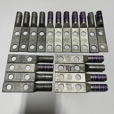 Lot of 19- Burndy YA28-2N 4/0 AWG N200 Purple Two-Hole Lug Compression Connector