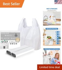 Plastic Bags, 11.5”x 6.5" x 21”200Pack White Plastic Shopping Bags with Handl...