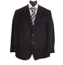 CHAPS Mens Blazer Jacket Sport Coat 42 R Black Corduroy Two Button Classic Chic