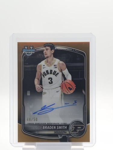 BRADEN SMITH 2025-26 BOWMAN CHROME U GOLD AUTO /50 #CPA-BM PURDUE Q4770