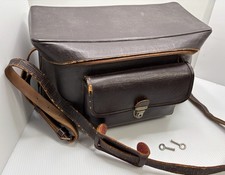 Vintage Hard Leather Zippered Camera Bag With Two Keys See Photos Issues