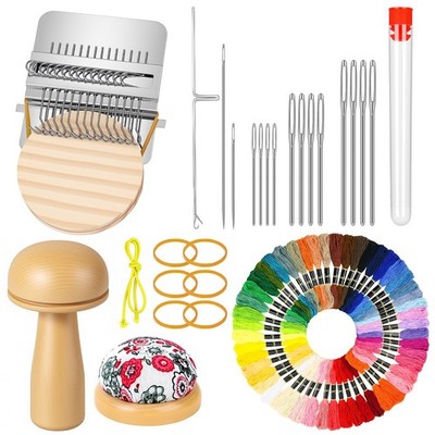 Knit Patch - Mushroom Mini Darning Loom, Knitpatch Kit with 14 Hooks Small We...
