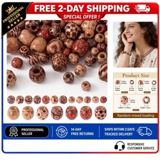 60pcs Wooden Beads Large Hole Round Spacer Beads for Macrame Jewelry