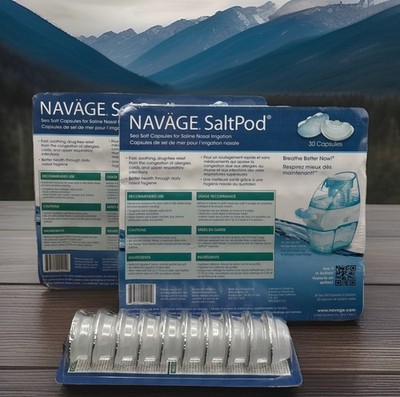 NAVAGE SaltPod 70 Count Sea Salt Saline Decongestant Capsules *Expired See Desc.