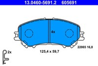 ATE 13.0460-5691.2 Bremsbelagsatz, Scheibenbremse FüR Nissan, Renault