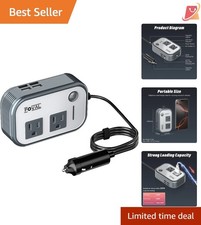 200W Car Power Inverter DC 12V to 110V AC 4 USB Ports Travel Converter