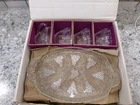 Vintage Anchor Hocking 8 pc Glass Snack Set Grape Cluster Pattern Original Box