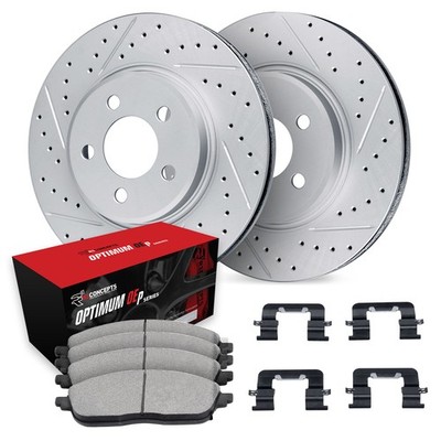 For BMW X1 12 R1 Concepts Drilled & Slotted Front Brake Kit w Optimum Pads