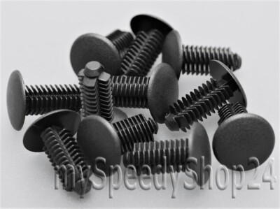  Kunststoff Tanne Clips 9 mm Loch, 18 mm Kopf schwarz für Fiat Opel Peugeot