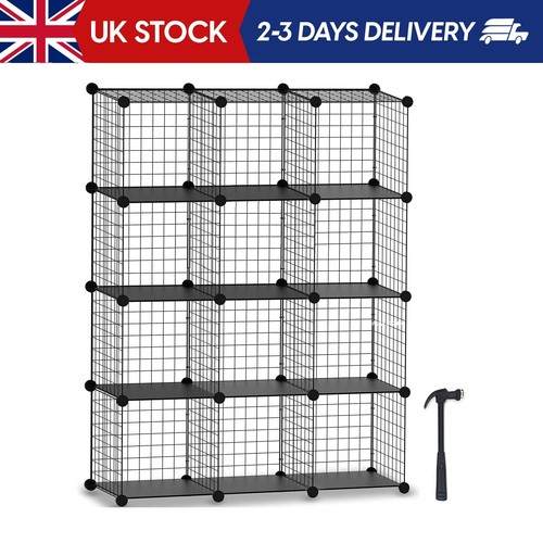 12 Cube Wire Grid Storage