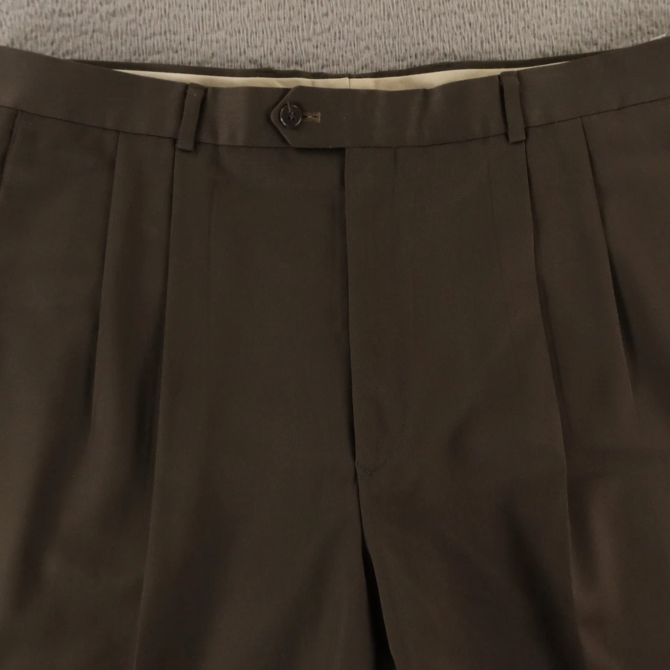 Pantalones Louis Raphael Para Hombres 40 Marrón Gris Taupe Poliéster Lana Sarga Pantalones 40x30 Foto 3 de 4