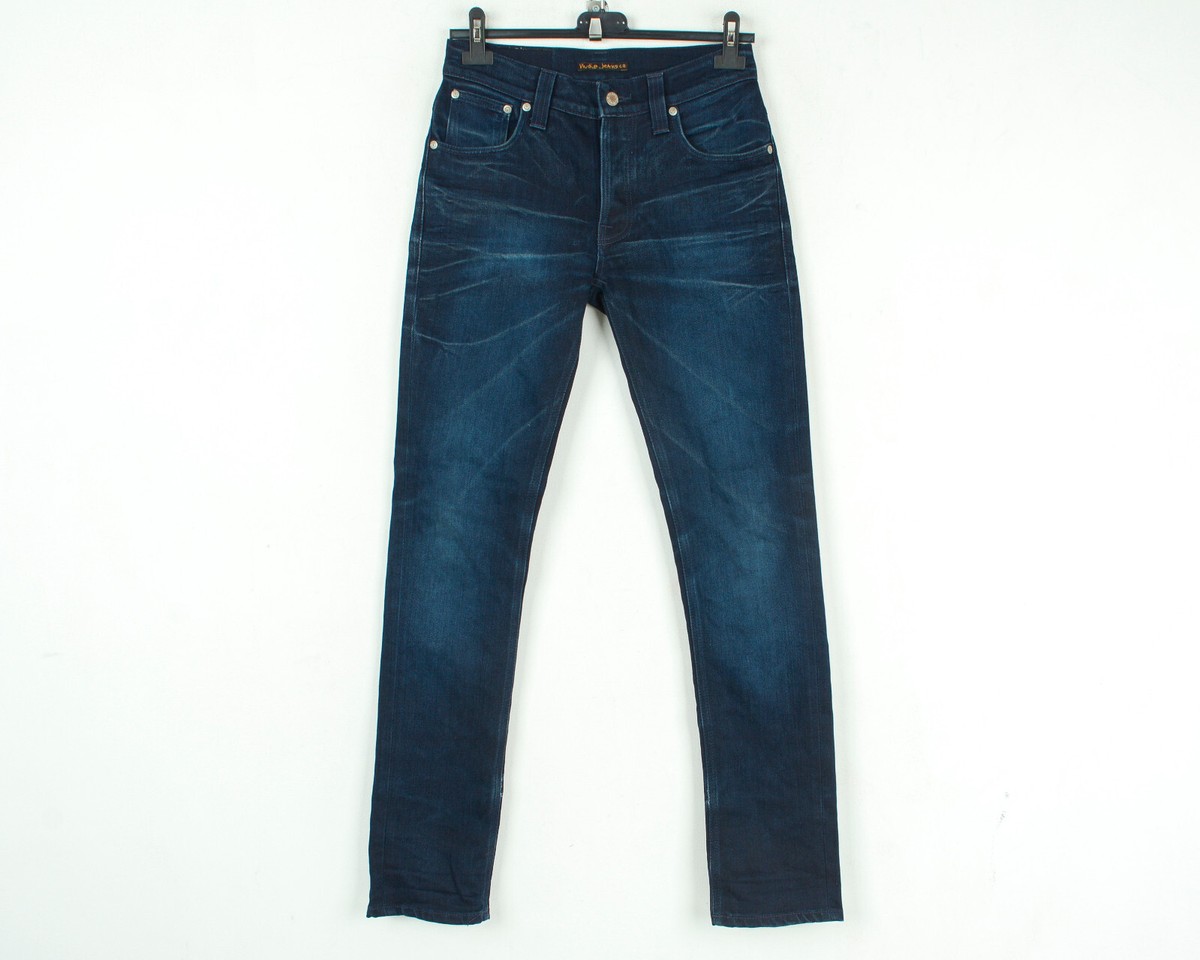 NUDIE JEANS Grim Tim Dark Shine Mens W29 L32 Slim Straight Denim 