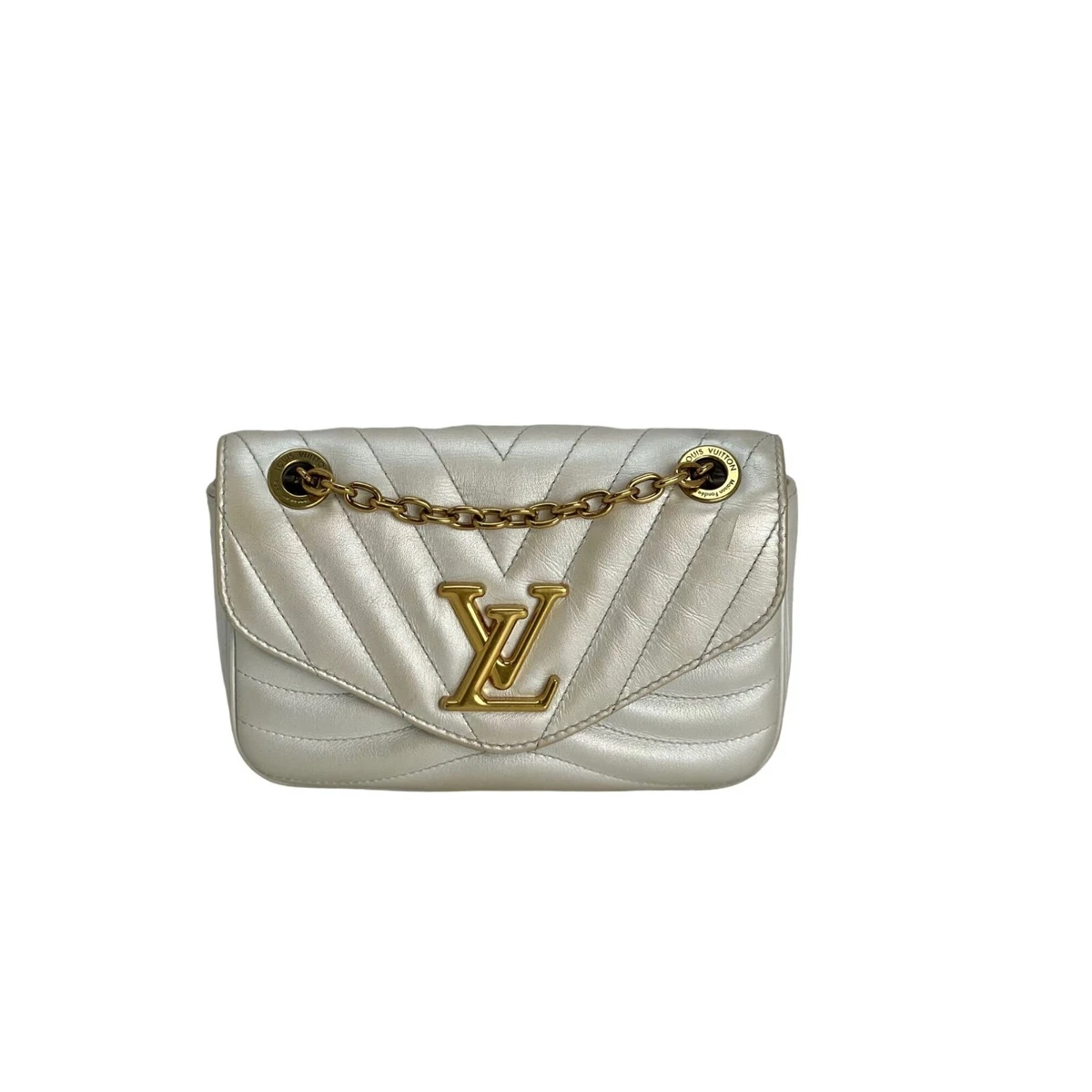 LOUIS VUITTON Women's New Wave Chain Bag Leather in White