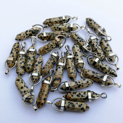 500pcs Natural Mottled Stone Pillar Hexagonal Column Pendants Bead Wholesale DIY