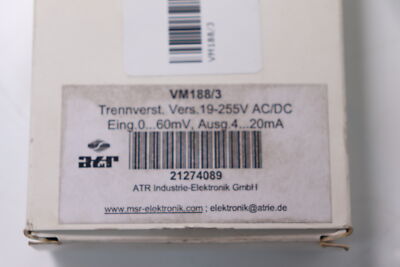 atr Trennverstrker Vers.19-255VAC/DC IN 0..60mV OUT 4..20mA  VM188/3 OVP 