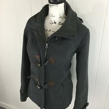 Hydraulic Toggle Buttons Long Sleeve Black Hooded Jacket Women's Size Xl
