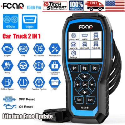 FCAR F506P DPF Regen Oil Reset Diesel OBD Heavy Duty Truck Diagnostic Scanner US