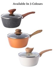 Nonstick Saucepan with Lid – 16cm - 1.4L -Small Pan Cooking Pot -By Nuovva