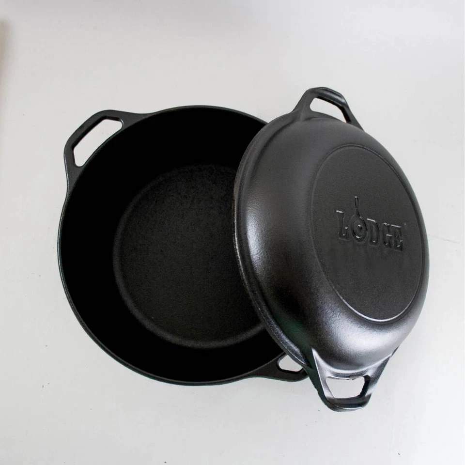Lodge Logic L8DD3 Cast Iron Double Dutch Oven Extra Deep Lid 5 Quart - Image 3 of 4