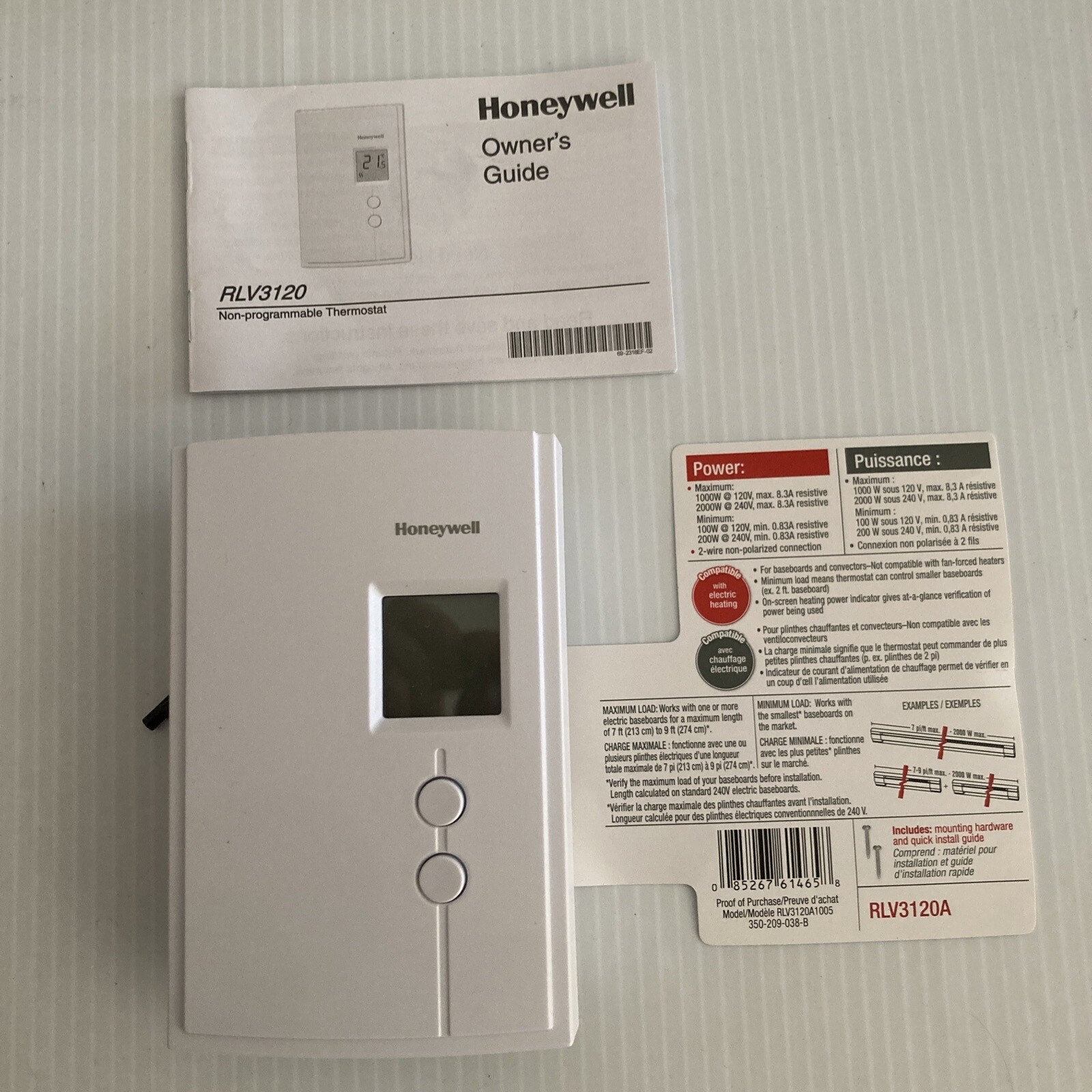 Honeywell Digital NonProgrammable Line Volt Thermostat for Electric