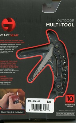 SmartGear  Multi-Tool 10 Function Outdoor Pocket Tool Black New in box